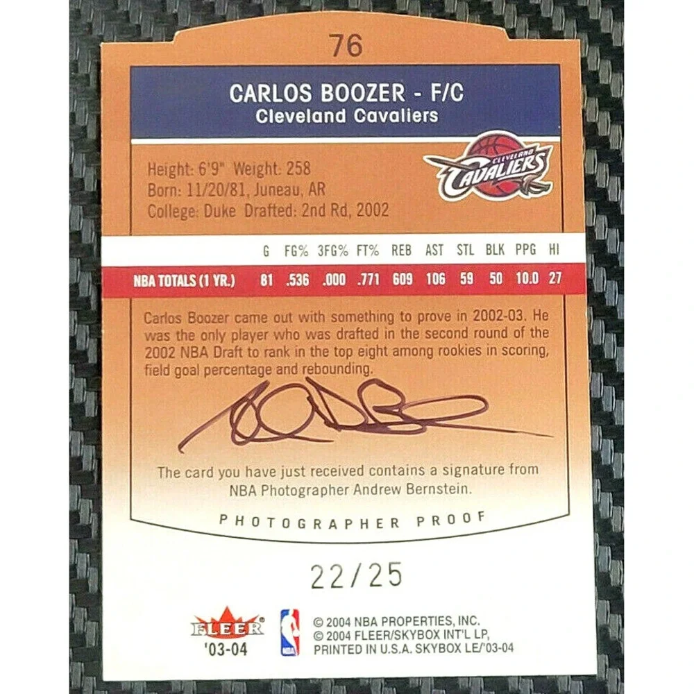 2003-04 SKYBOX L.E. - CARLOS BOOZER PHOTOGRAPHER PROOF‎ #D 22/25